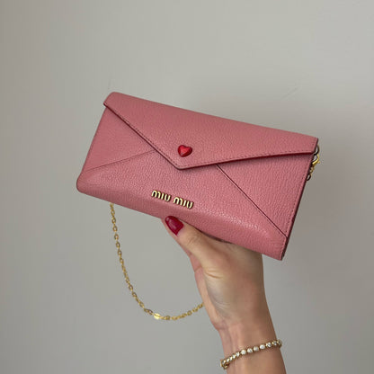 Miu Miu Love Letter Pink Wallet w/ Box