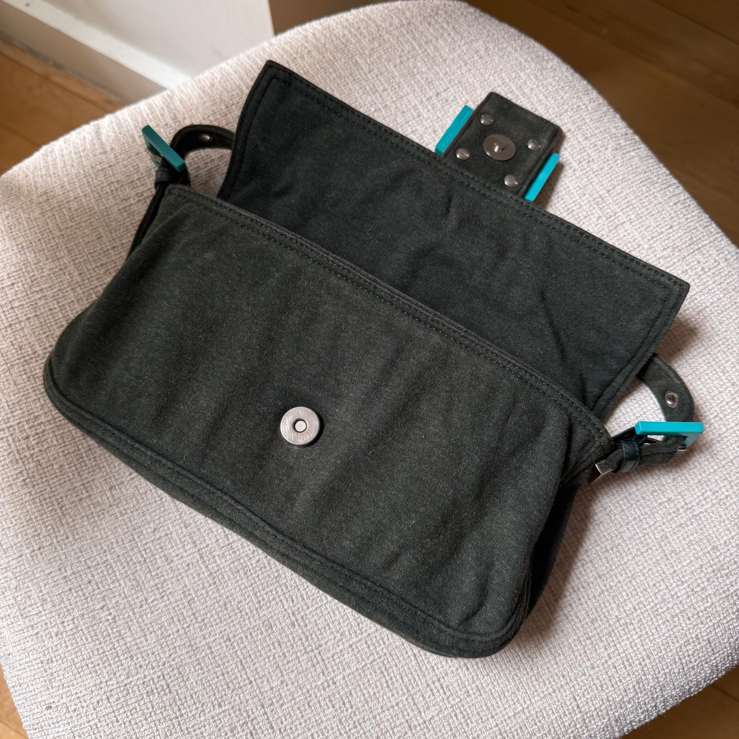 Fendi Turquoise Hardware Jersey Baguette