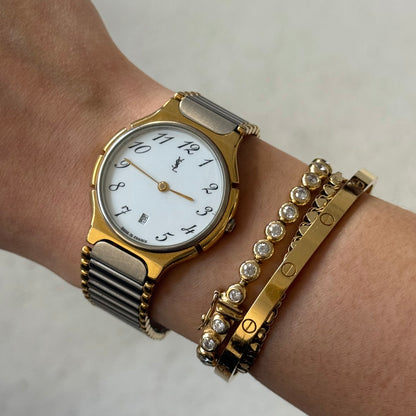 YSL 32mm Two Tone Script Number Watch