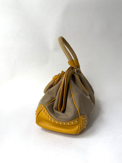 RARE Prada Yellow Studded Logo Frame Bag