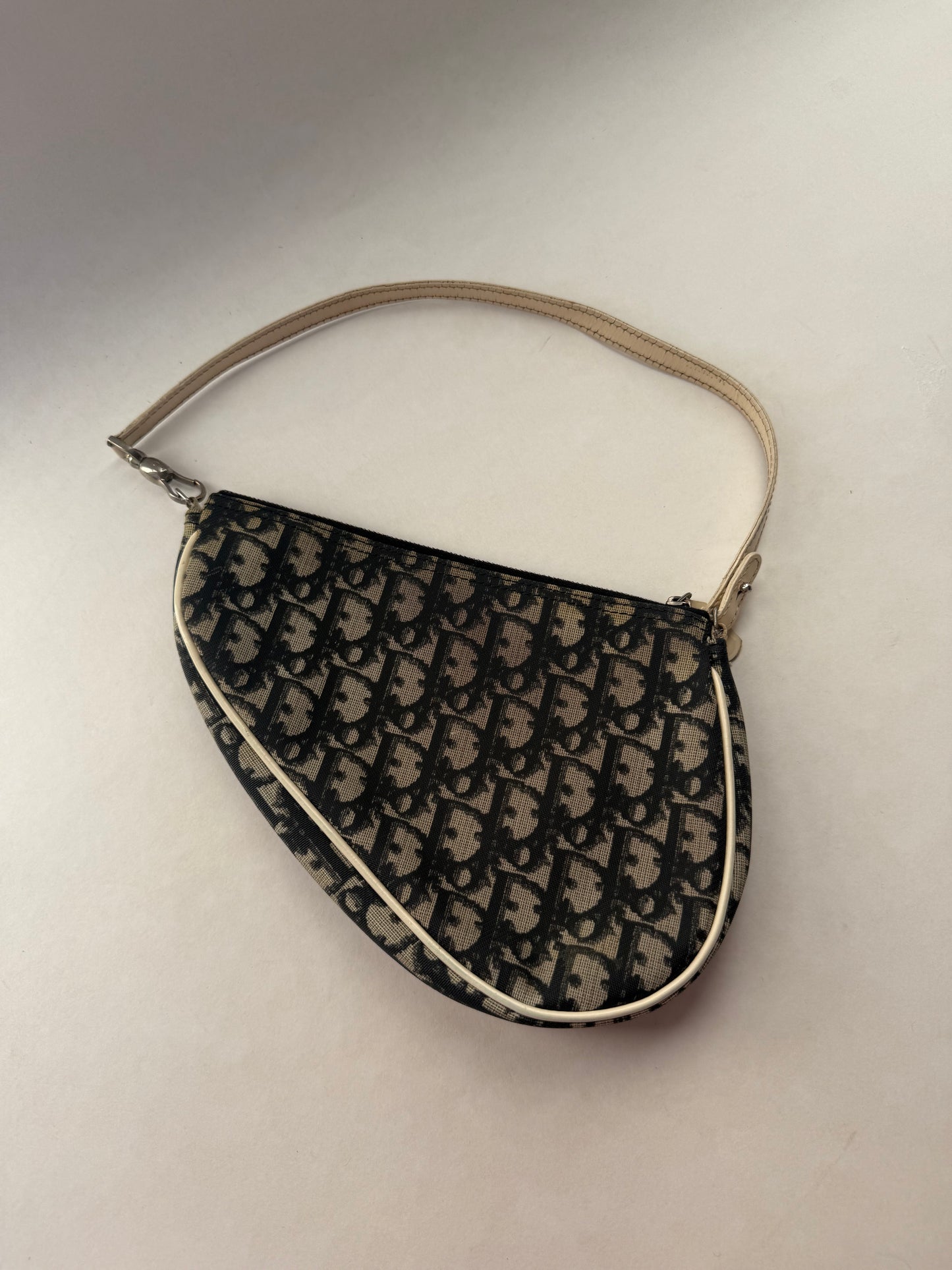 Christian Dior Black Monogram Trotter Saddle Shoulder Bag