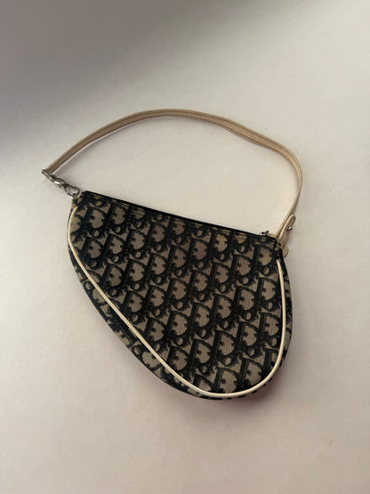 Christian Dior Black Monogram Trotter Saddle Shoulder Bag