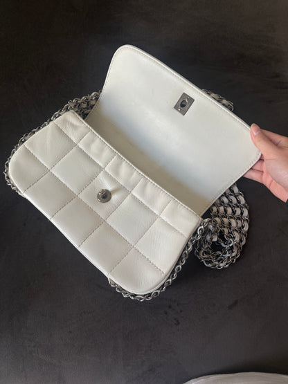 RARE Chanel 2004 Five Multi Chain White Lambskin Flap Bag