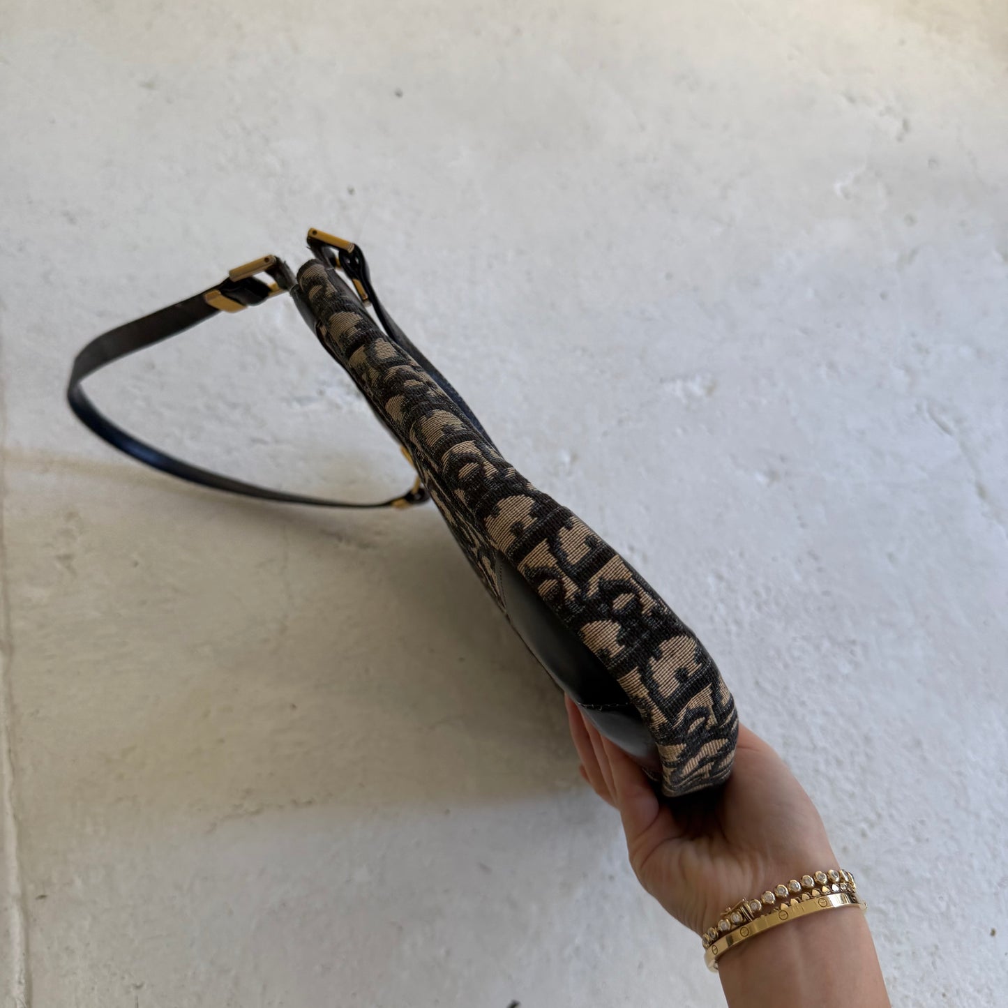 Christian Dior Navy Trotter Gold CD  Shoulder Bag