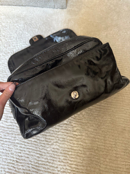 Chanel Black Patent Luxe Ligne Flap Bag