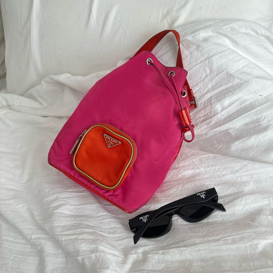 Prada Pink & Orange Cargo Bucket Bag