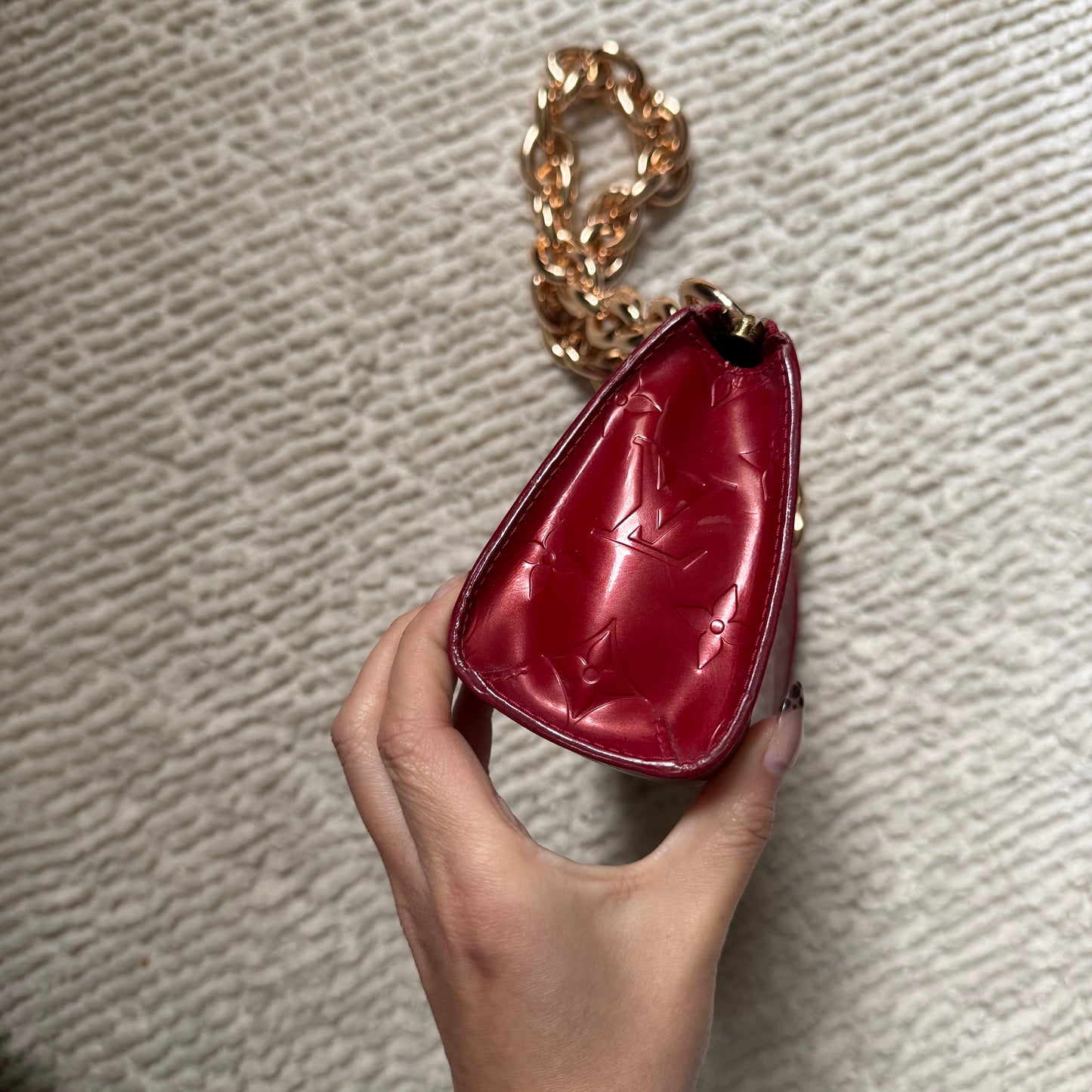 Louis Vuitton Red Vernis Gold Chain Pochette
