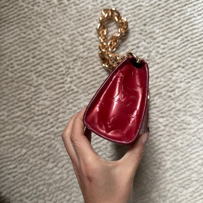 Louis Vuitton Red Vernis Gold Chain Pochette