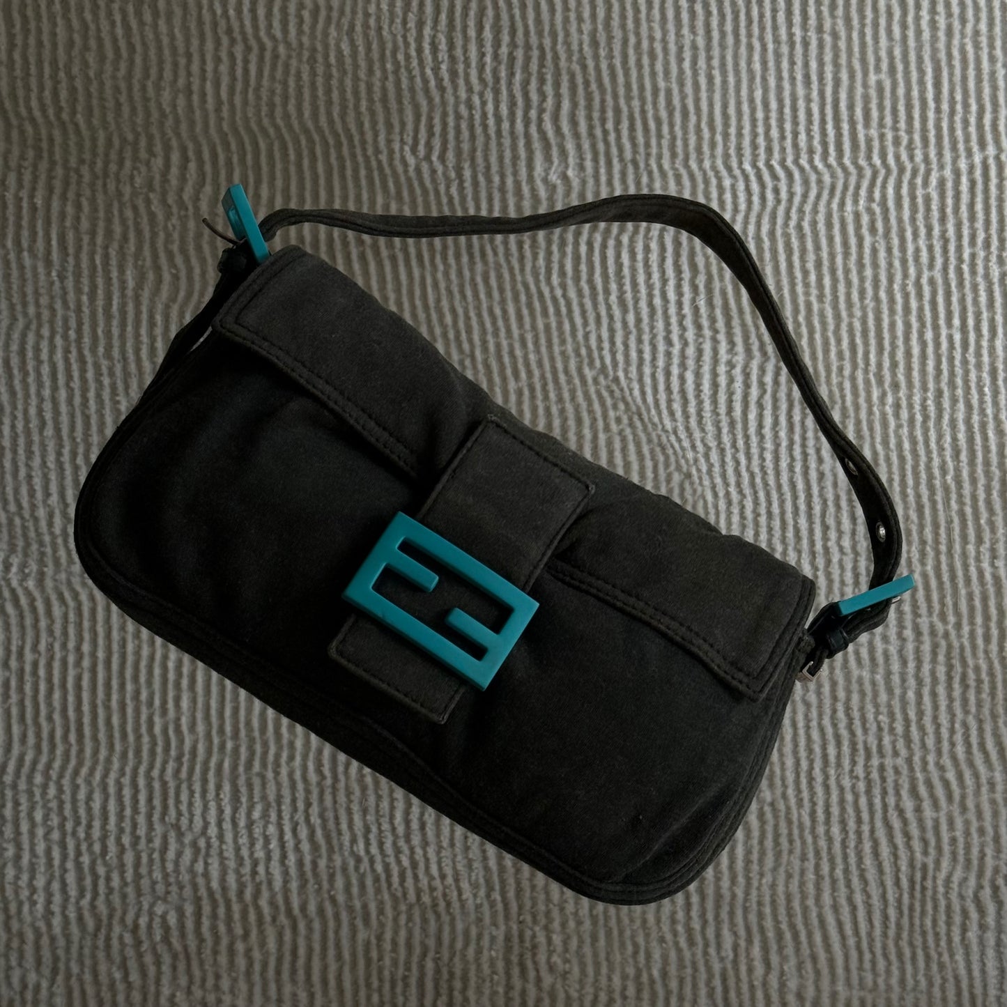 Fendi Turquoise Hardware Jersey Baguette