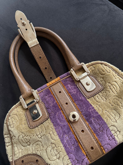 RARE Gucci Velvet Horsebit Buckle Top Handle Bag