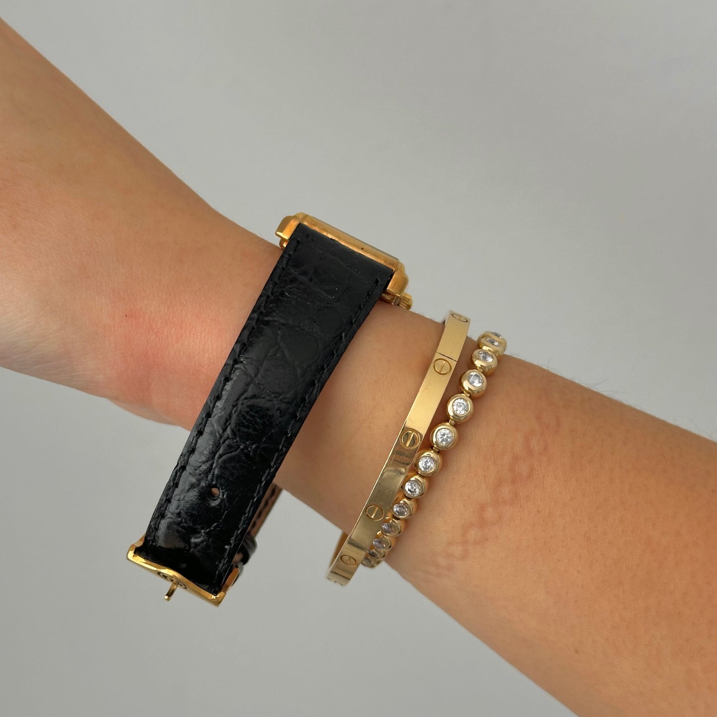 Gucci Black Croc Leather Tank Watch