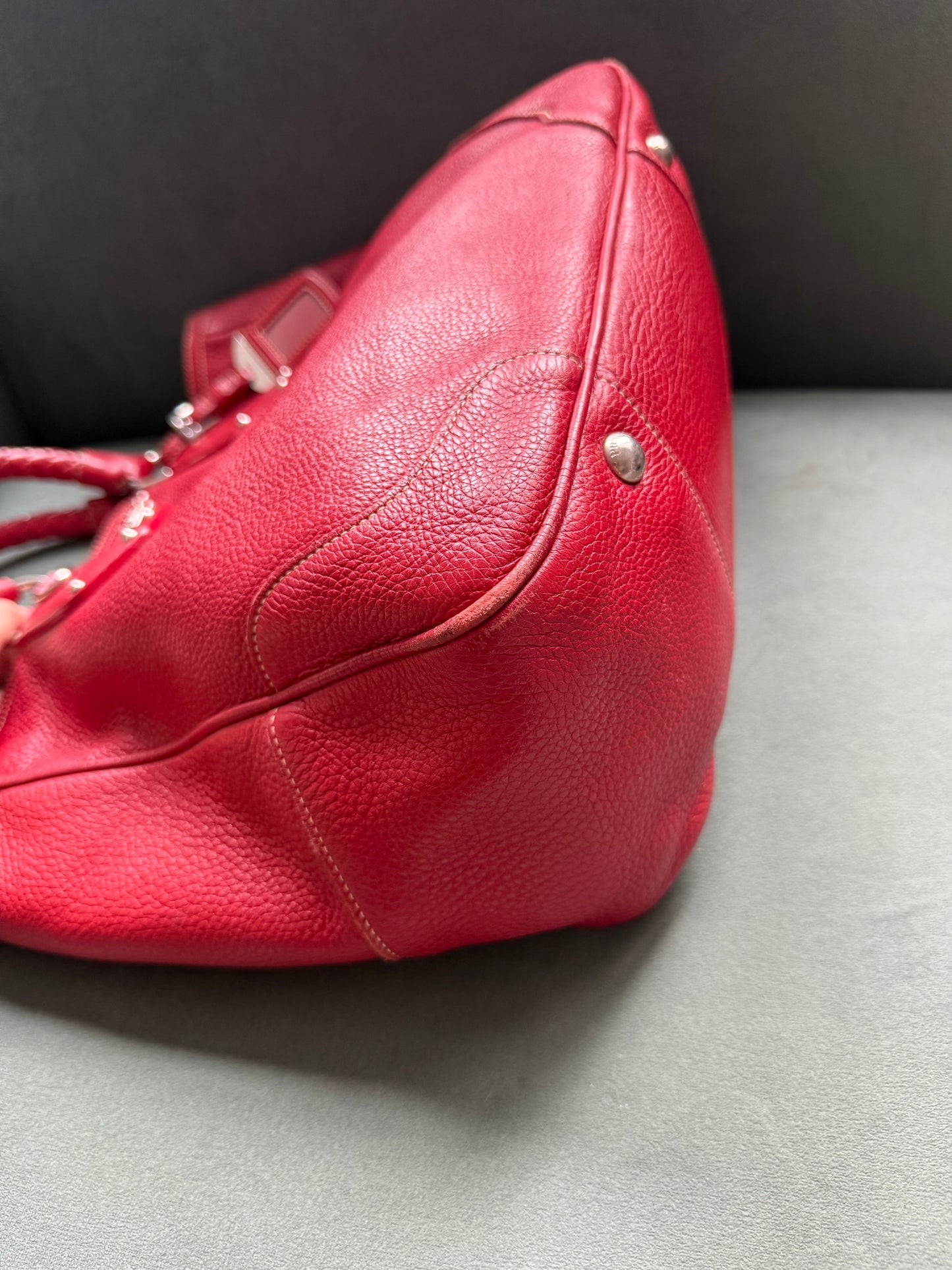 Prada Red Leather Braided Rope Tote Bag w/ Dustbag