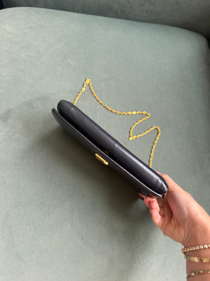YSL Dark Navy Kate Lambskin Wallet On Chain