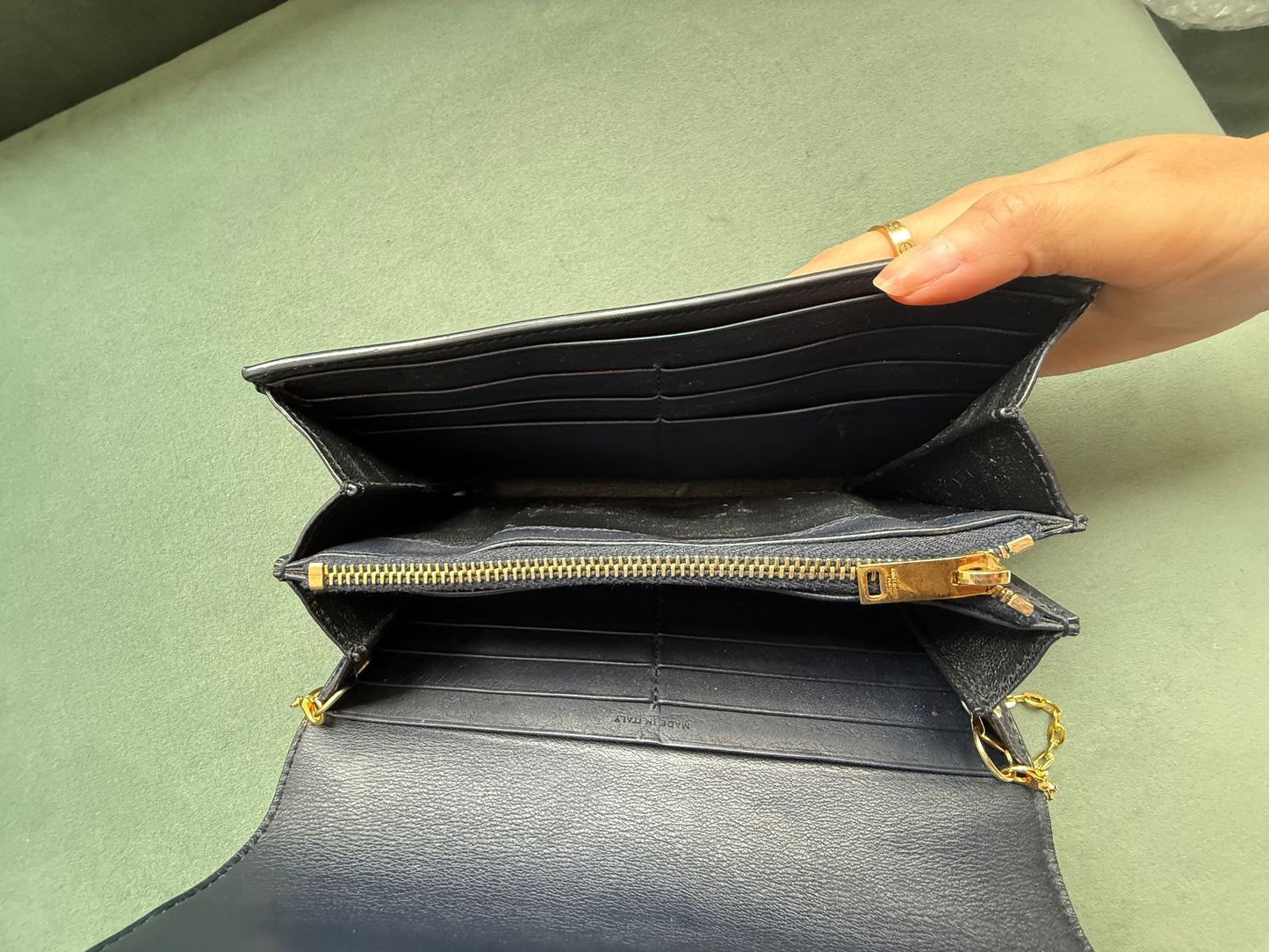 YSL Dark Navy Kate Lambskin Wallet On Chain