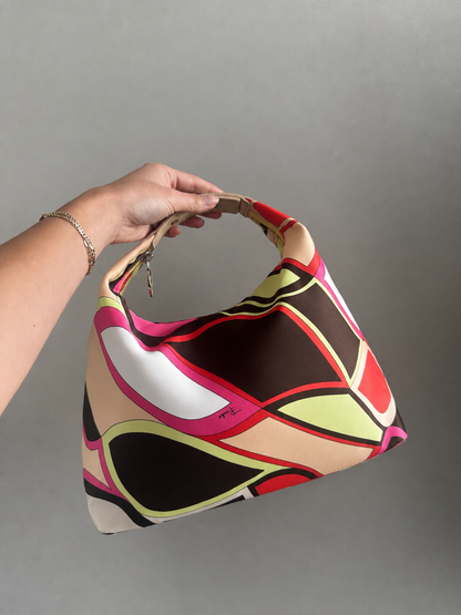 Pucci Satin Multicolor Medium Top Handle Bag