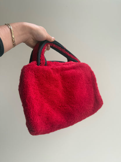 Christian Dior J'Adore Dior Red Black Terry Cloth Top Handle Bag
