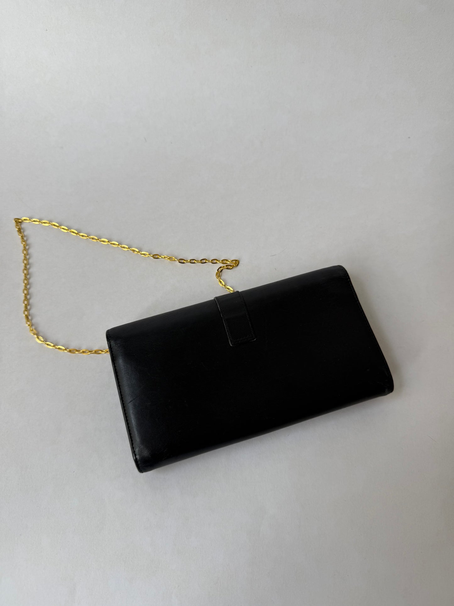 YSL Black & Gold Kate Wallet On Chain w/ Box