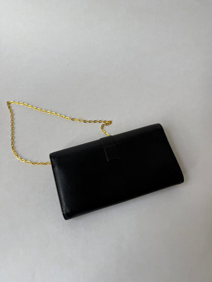 YSL Black & Gold Kate Wallet On Chain w/ Box
