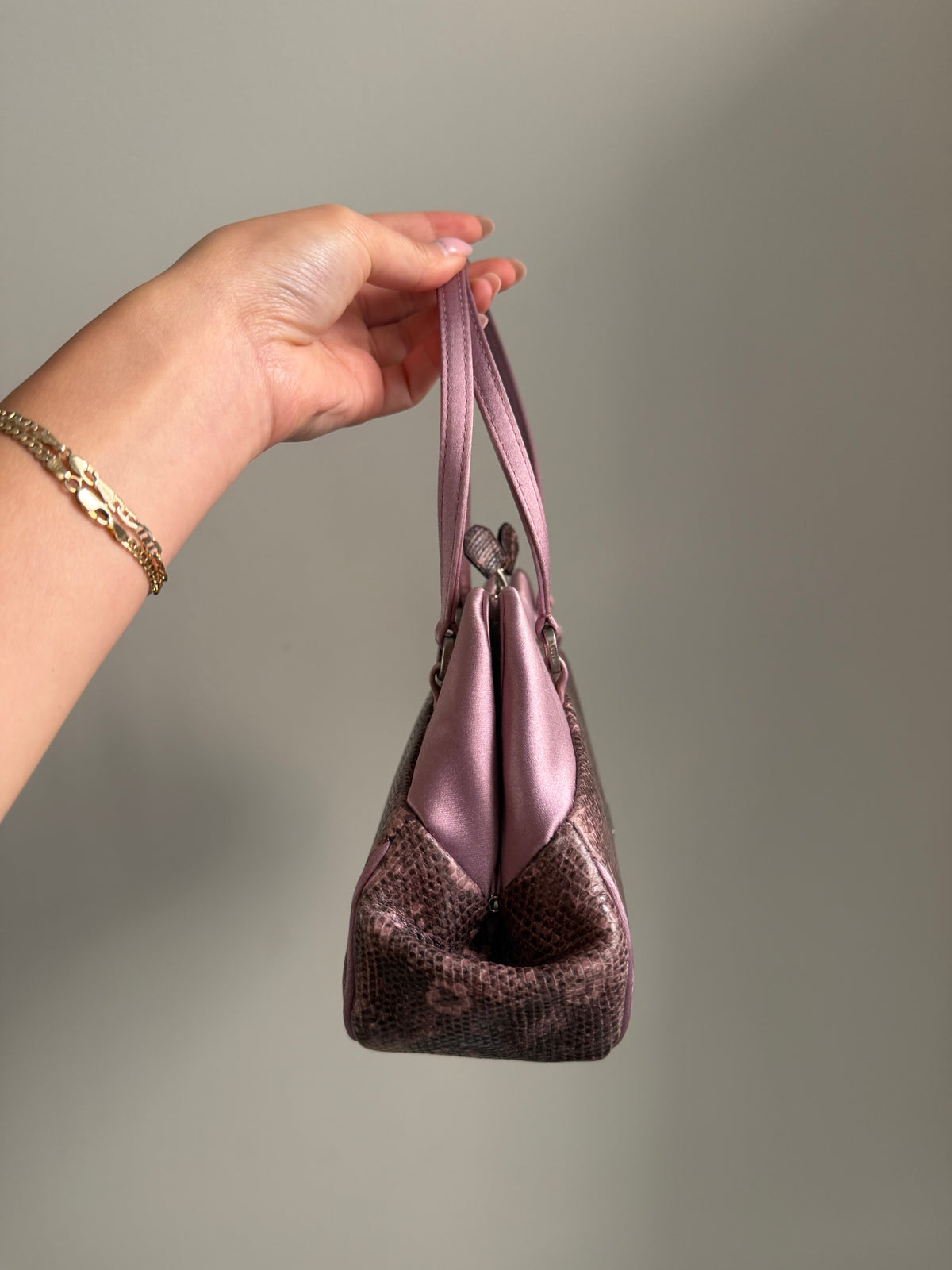 RARE Prada Purple Lizard Kiss Lock Evening Bag