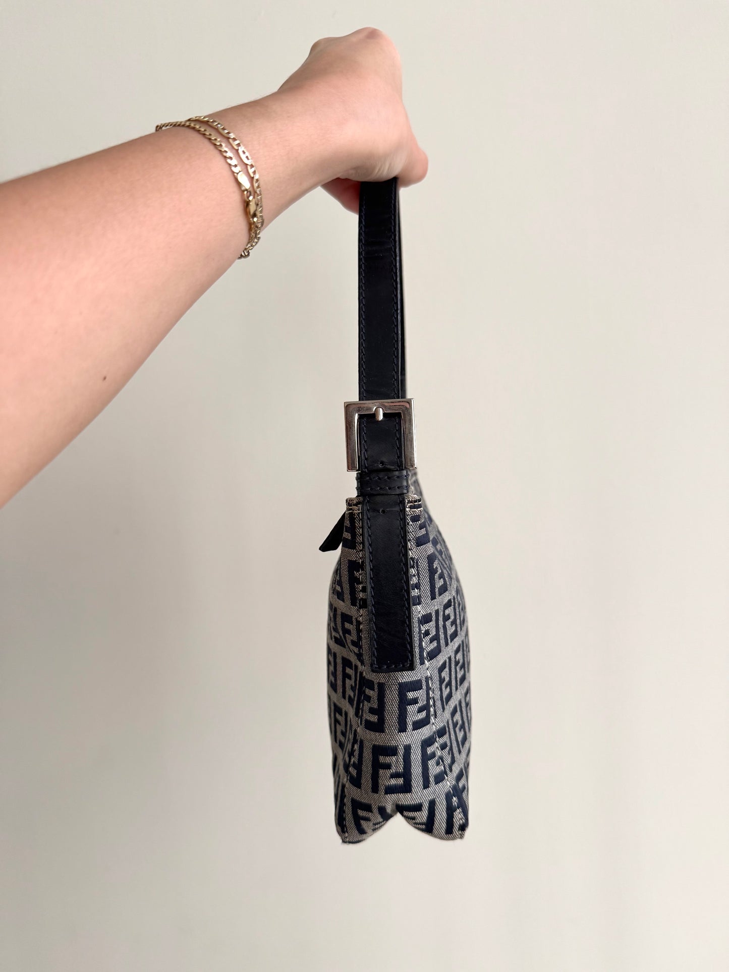 Fendi Navy Zucchino Small Shoulder Bag