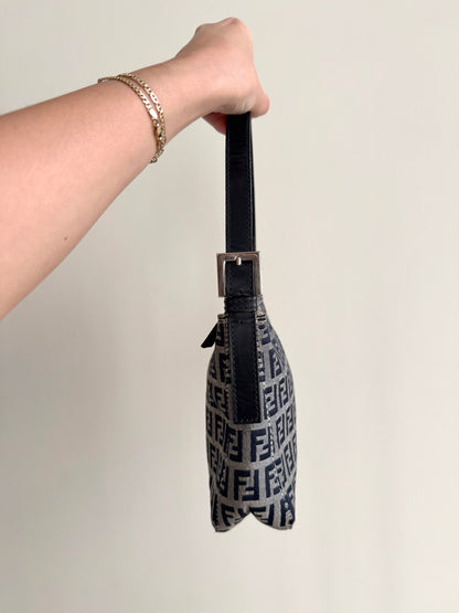 Fendi Navy Zucchino Small Shoulder Bag