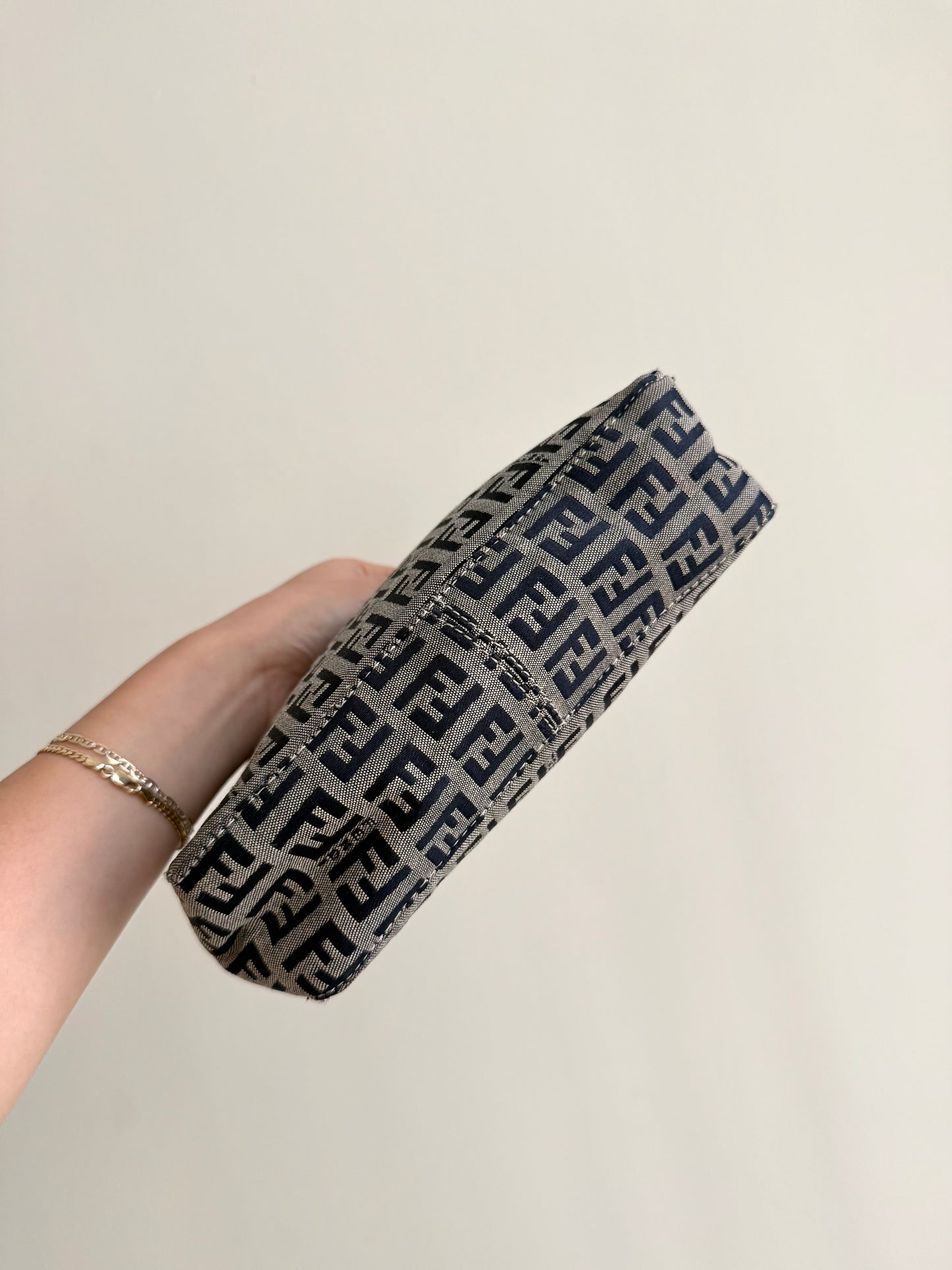 Fendi Navy Zucchino Small Shoulder Bag