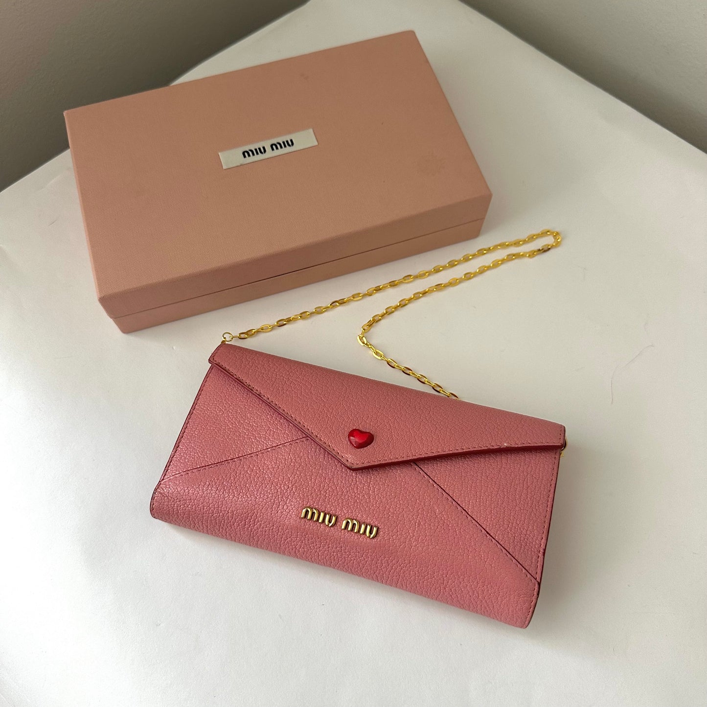 Miu Miu Love Letter Pink Wallet w/ Box