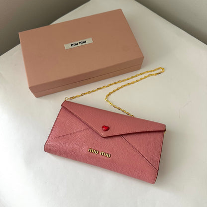 Miu Miu Love Letter Pink Wallet w/ Box