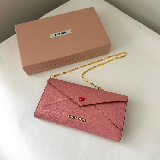 Miu Miu Love Letter Pink Wallet w/ Box