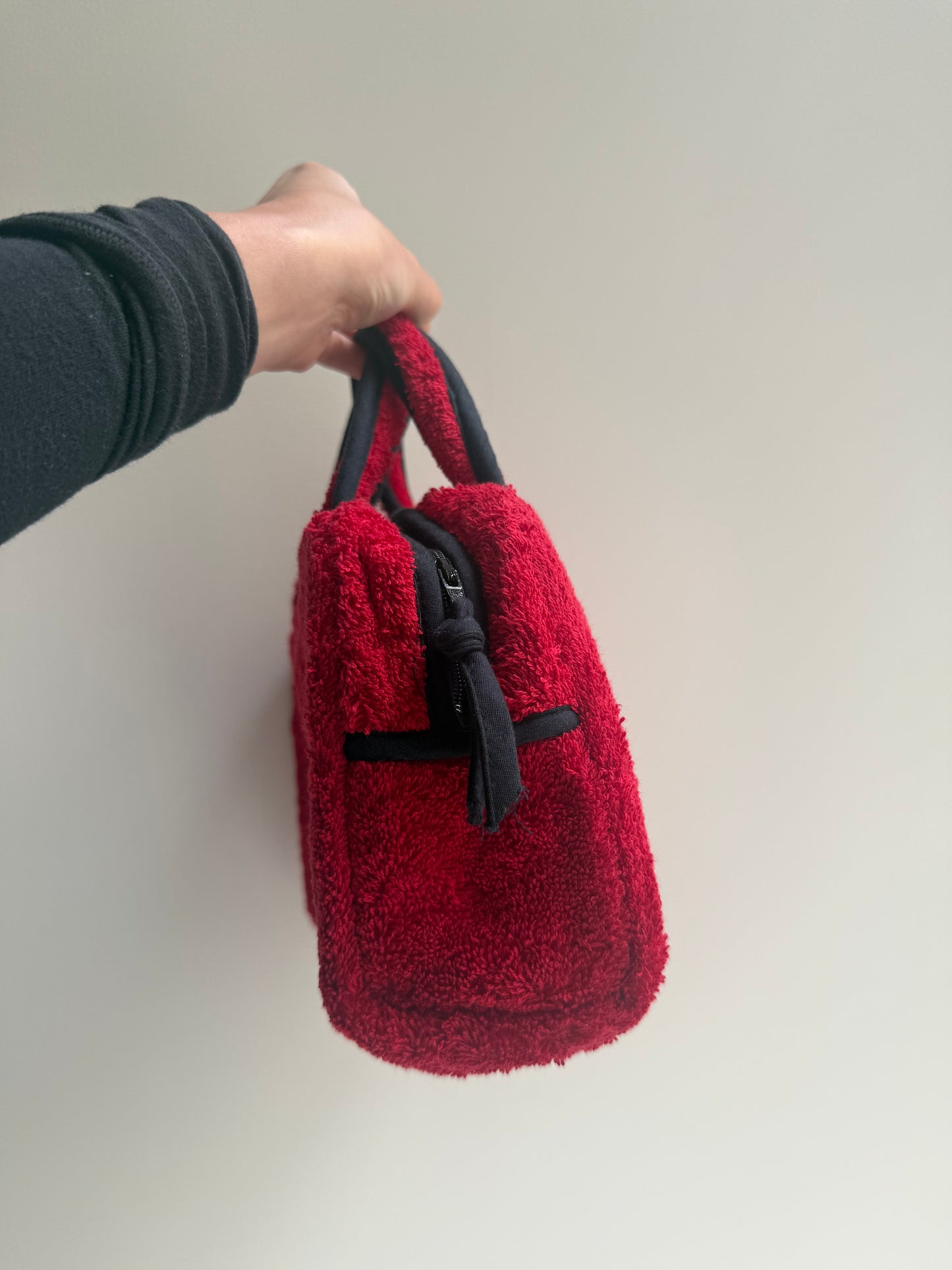 Christian Dior J'Adore Dior Red Black Terry Cloth Top Handle Bag