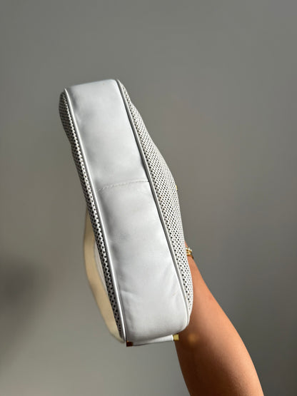 RARE Gucci White Perforated Leather Mesh Shoulder Bag