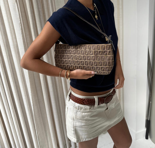 Fendi Brown Zucchino Classic Pochette