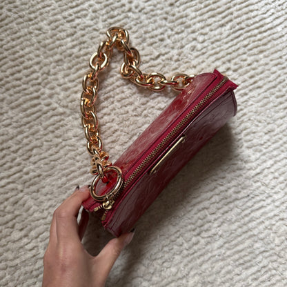 Louis Vuitton Red Vernis Gold Chain Pochette