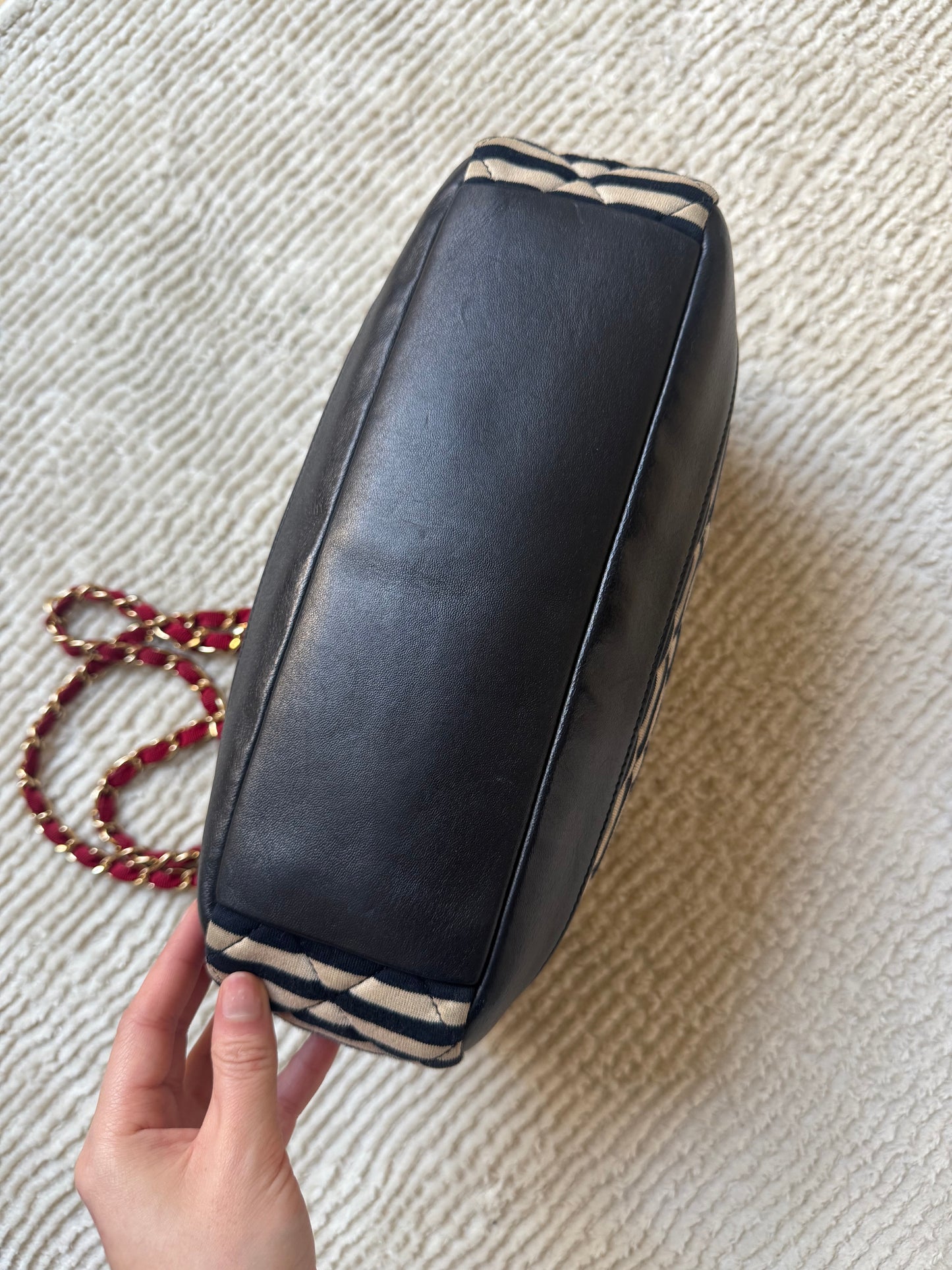 Chanel 2014 Coco Sailor Stripe Gold Shoulder Bag