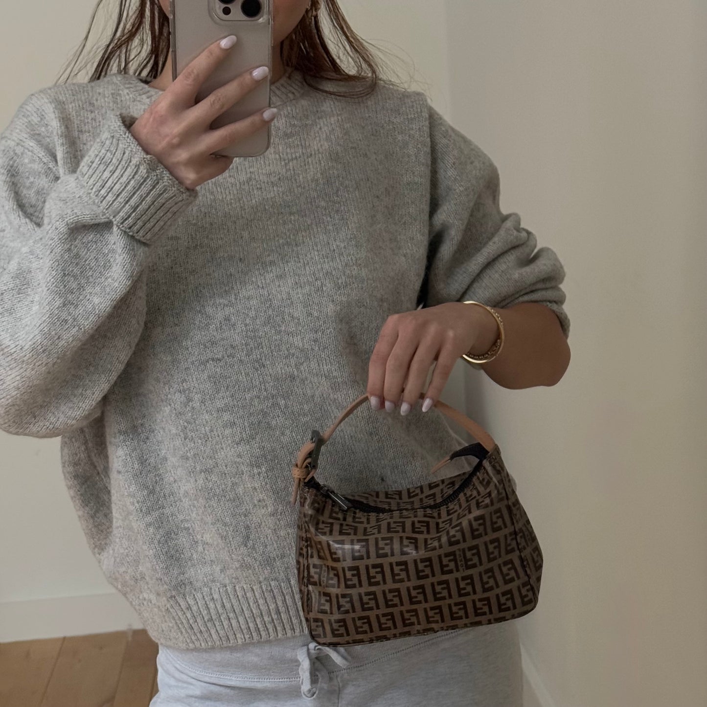 Fendi Brown Zucchino Monogram PVC Top Handle Mini Bag