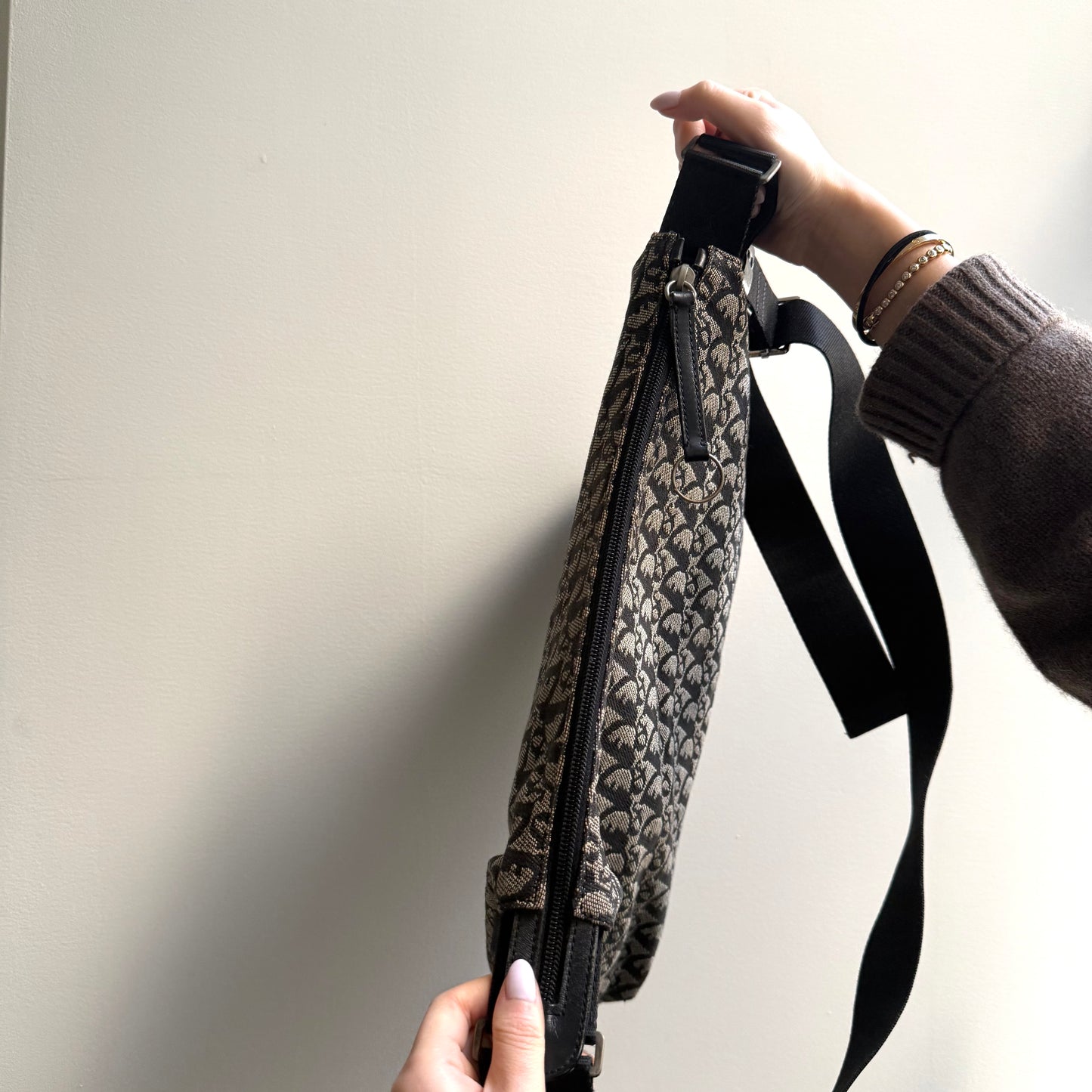 Christian Dior Black Monogram Trotter Crossbody Bag