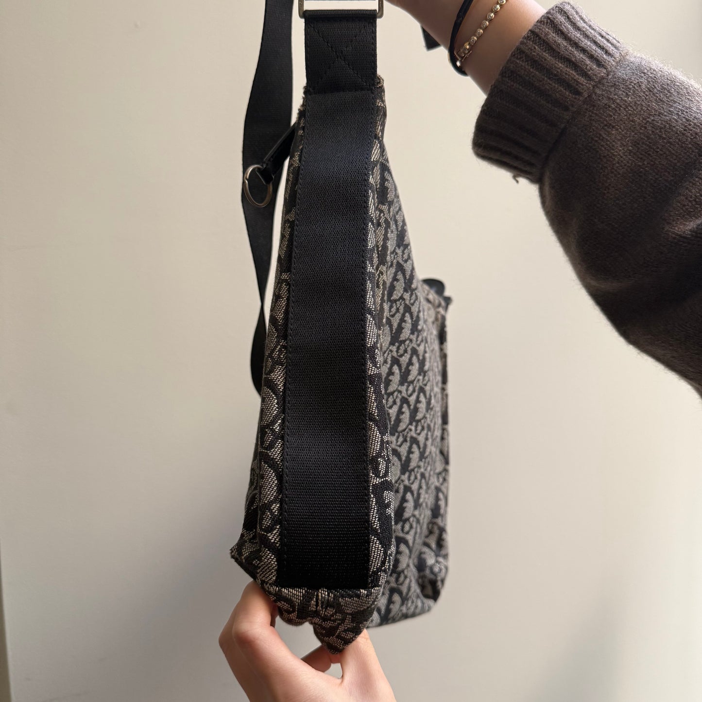 Christian Dior Black Monogram Trotter Crossbody Bag