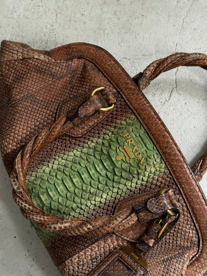 RARE Prada Python Leather Stripe Tote Bag