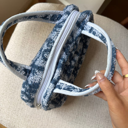 Dior Blue Monogram Terry Cloth Top Handle Bag