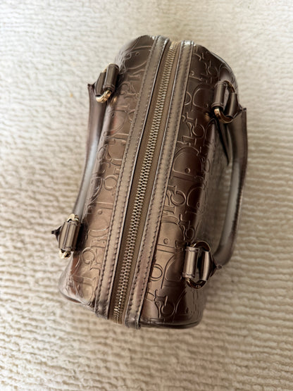 RARE Christian Dior Bronze Metallic Monogram Boston Bag