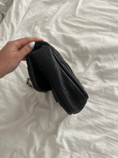Chanel Black Textured Coated Nylon Flap Bag