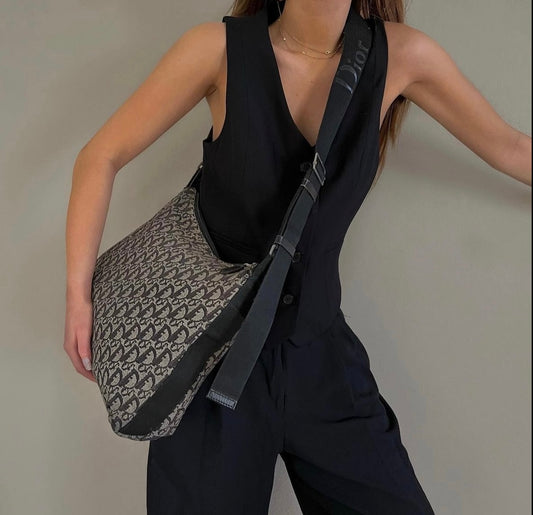 Christian Dior Black Monogram Trotter Crossbody Bag