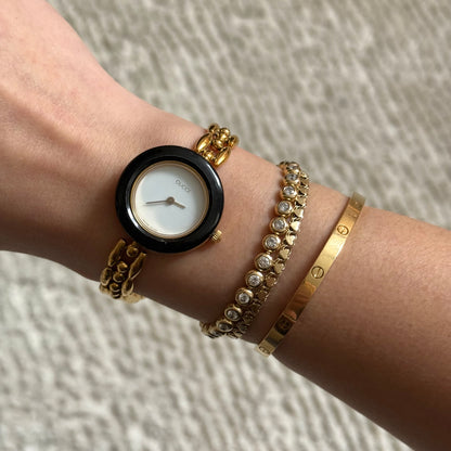 Gucci Rice Link Gold Bezel Watch w/ 6 Interchangeable Bezels