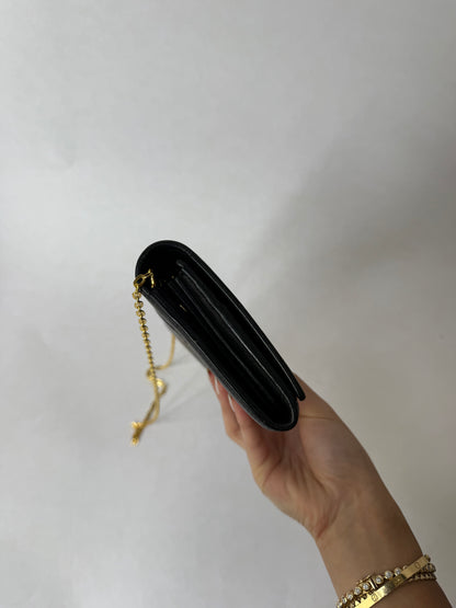 YSL Black & Gold Kate Wallet On Chain w/ Box