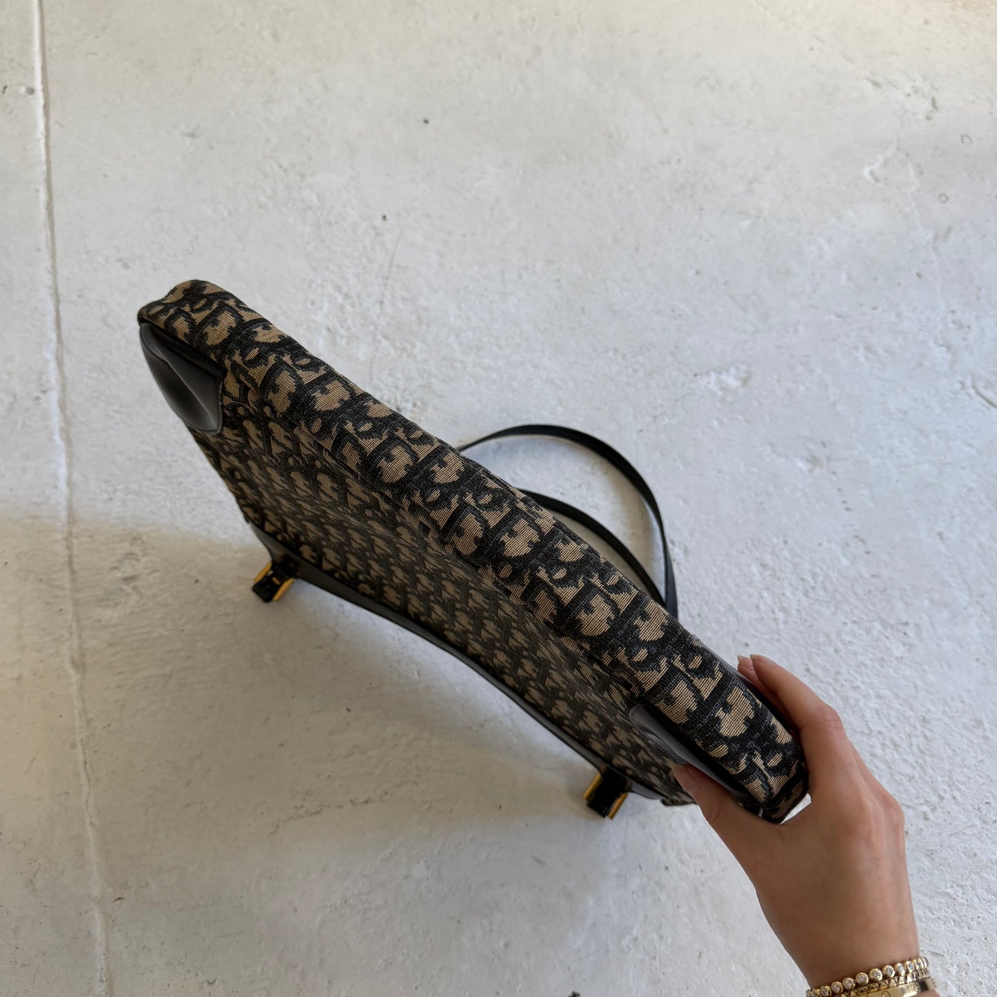 Christian Dior Navy Trotter Gold CD  Shoulder Bag