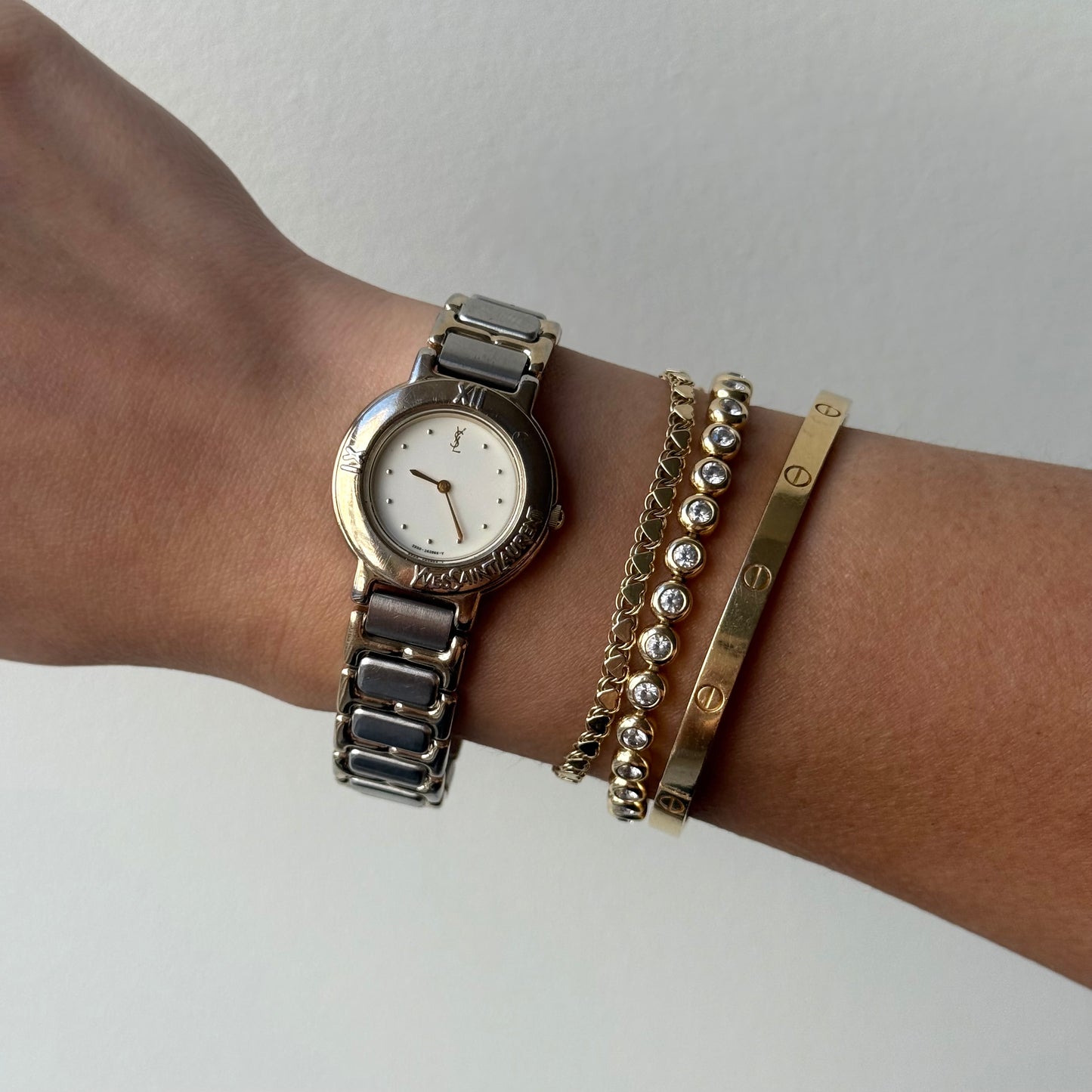 YSL 24mm White Dial Two Tone Watch