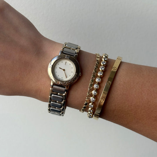 YSL 24mm White Dial Two Tone Watch