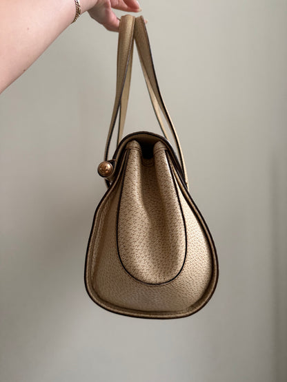 Gucci White Monogram Rose Gold Bamboo Bullet Bag