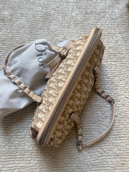 Christian Dior Romantique Cream Monogram Bow Shoulder Tote