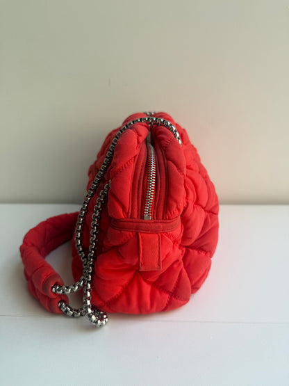 Chanel Orange Nylon Bubble Quilted Shoulder Bag